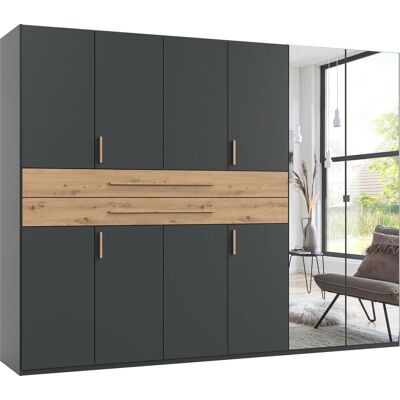 Drehtürenschrank WIMEX "Digit Kleiderschrank wahlweise mit oder ohne Spiegel", schwarz (grafit, absetzung und griffe artisan eiche nachbildung), B:270cm H:208cm T:58cm, Holzwerkstoff, Schränke, Drehtürenschrank, erhältlich in den Breiten 225cm oder 270cm Drehtürenschrank WIMEX "Digit Kleiderschrank wahlweise mit oder ohne Spiegel", schwarz (grafit, absetzung und griffe artisan eiche nachbildung), B:270cm H:208cm T:58cm, Holzwerkstoff, Schränke, Drehtürenschrank, erhältlich in den Breiten 225cm oder 270cm