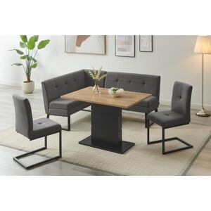 Eckbankgruppe GOODPRODUCT "Geranie, Sitzgruppe, Eckbank inkl. Stauraum, Esstisch, 2 Freischwinger", grau, B:180cm H:80,5cm T:61,5cm, MDF, Metall, Polyester, Sitzmöbel-Sets, Eckbankgruppe Eckbankgruppe GOODPRODUCT "Geranie, Sitzgruppe, Eckbank inkl. Stauraum, Esstisch, 2 Freischwinger", grau, B:180cm H:80,5cm T:61,5cm, MDF, Metall, Polyester, Sitzmöbel-Sets, Eckbankgruppe