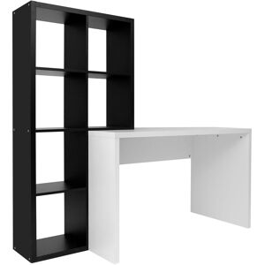 Regal-Schreibtisch GOODPRODUCT "Triest, Computertisch mit Raumtrenner, Breite 156 cm", schwarz-weiss (weiß, schwarz, schwarz, weiß), B:156cm H:146cm T:59cm, Tische, Regal-Schreibtisch, Regalelement flexibel montierbar, 6 Fächer, Tischbreite 120 cm Regal-Schreibtisch GOODPRODUCT "Triest, Computertisch mit Raumtrenner, Breite 156 cm", schwarz-weiss (weiß, schwarz, schwarz, weiß), B:156cm H:146cm T:59cm, Tische, Regal-Schreibtisch, Regalelement flexibel montierbar, 6 Fächer, Tischbreite 120 cm