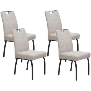4-Fussstuhl HELA "LINZ, Esszimmerstuhl, Komfortstuhl", beige (beige, schwarz, schwarz, beige), B:48,5cm H:97cm T:64cm, Metall, Polyester, Stoff, Stühle, 4-Fussstuhl, XL-Sitz,elegante Griffleiste,Komfortsitz mit Federkern,140kg belastbar 4-Fussstuhl HELA "LINZ, Esszimmerstuhl, Komfortstuhl", beige (beige, schwarz, schwarz, beige), B:48,5cm H:97cm T:64cm, Metall, Polyester, Stoff, Stühle, 4-Fussstuhl, XL-Sitz,elegante Griffleiste,Komfortsitz mit Federkern,140kg belastbar
