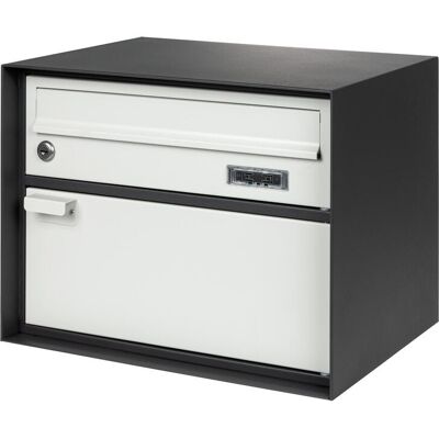 Briefkasten STRUCT, schwarz (anthrazit, hellgrau), B:414mm H:314mm T:307mm, Stahl, Briefkästen, Briefkasten Briefkasten STRUCT, schwarz (anthrazit, hellgrau), B:414mm H:314mm T:307mm, Stahl, Briefkästen, Briefkasten