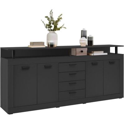 Xora Sideboard , Anthrazit , Holzwerkstoff , 2 Fächer , 4 Schublade(n) Schubladen , 195x88x38 cm , Kleinmöbel, Kommoden, Sideboards Xora Sideboard , Anthrazit , Holzwerkstoff , 2 Fächer , 4 Schublade(n) Schubladen , 195x88x38 cm , Kleinmöbel, Kommoden, Sideboards