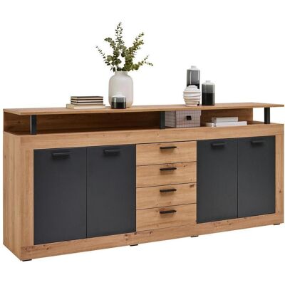 Xora Sideboard , Eiche Artisan, Anthrazit , Holzwerkstoff , 2 Fächer , 4 Schublade(n) Schubladen , 195x88x38 cm , Kleinmöbel, Kommoden, Sideboards Xora Sideboard , Eiche Artisan, Anthrazit , Holzwerkstoff , 2 Fächer , 4 Schublade(n) Schubladen , 195x88x38 cm , Kleinmöbel, Kommoden, Sideboards