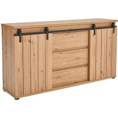 Landscape Sideboard , Schwarz, Eichefarben , Kunststoff , 2 Fächer , 3 Schublade(n) Schubladen , 160x86x40 cm , Bsci , Kleinmöbel, Kommoden, Sideboards Landscape Sideboard , Schwarz, Eichefarben , Kunststoff , 2 Fächer , 3 Schublade(n) Schubladen , 160x86x40 cm , Bsci , Kleinmöbel, Kommoden, Sideboards