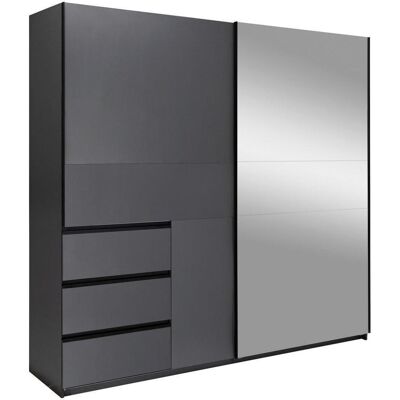 P & B Schiebetürenschrank , Graphitfarben , Holzwerkstoff , 2 Fächer , 3 Schublade(n) Schubladen , 215x210x61.5 cm , In verschiedenen Grössen erhältlich, Schrankfront mit Spiegel , Schlafzimmer, Kleiderschränke, Schwebetürenschränke P & B Schiebetürenschrank , Graphitfarben , Holzwerkstoff , 2 Fächer , 3 Schublade(n) Schubladen , 215x210x61.5 cm , In verschiedenen Grössen erhältlich, Schrankfront mit Spiegel , Schlafzimmer, Kleiderschränke, Schwebetürenschränke