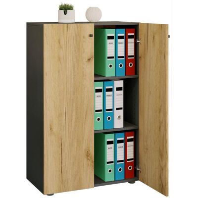 VCM Lona Aktenschrank - Modern Anthrazit & Honigeiche - 3 Fach VCM Lona Aktenschrank - Modern Anthrazit & Honigeiche - 3 Fach