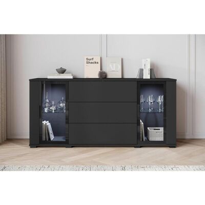 P & B Sideboard , Schwarz , Kunststoff , 2 Fächer , 3 Schublade(n) Schubladen , kaltweiss , 150x69.7x39.5 cm , FSC , stehend , Kleinmöbel, Kommoden, Sideboards P & B Sideboard , Schwarz , Kunststoff , 2 Fächer , 3 Schublade(n) Schubladen , kaltweiss , 150x69.7x39.5 cm , FSC , stehend , Kleinmöbel, Kommoden, Sideboards