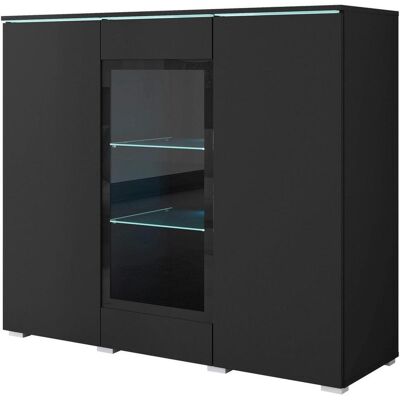 P & B Highboard , Schwarz , Holzwerkstoff , 9 Fächer , kaltweiss , 120x103.3x39.5 cm , FSC , stehend, Beleuchtung , Kleinmöbel, Kommoden, Highboards P & B Highboard , Schwarz , Holzwerkstoff , 9 Fächer , kaltweiss , 120x103.3x39.5 cm , FSC , stehend, Beleuchtung , Kleinmöbel, Kommoden, Highboards