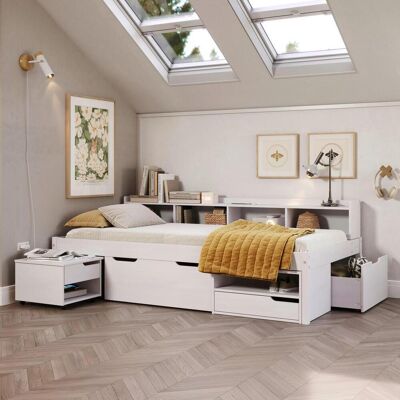 P & B Stauraumbett , Weiss , Holz, Holzwerkstoff , Kiefer,Kiefer , massiv,massiv , 10 Fächer , 4 Schublade(n) Schubladen , 90x200 cm , FSC MIX , mit Schubkästen , Schlafzimmer, Betten, Einzel- & Doppelbetten P & B Stauraumbett , Weiss , Holz, Holzwerkstoff , Kiefer,Kiefer , massiv,massiv , 10 Fächer , 4 Schublade(n) Schubladen , 90x200 cm , FSC MIX , mit Schubkästen , Schlafzimmer, Betten, Einzel- & Doppelbetten