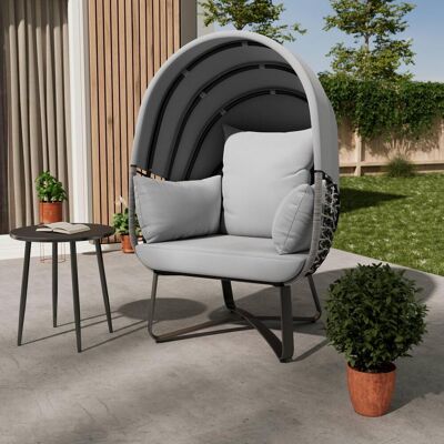 Ambia Garden Gartenmuschel , Grau , Metall, Kunststoff, Textil , Füllung: Polyester , 100x152x90 cm , Gartenmöbel, Loungemöbel, Sonneninseln Ambia Garden Gartenmuschel , Grau , Metall, Kunststoff, Textil , Füllung: Polyester , 100x152x90 cm , Gartenmöbel, Loungemöbel, Sonneninseln