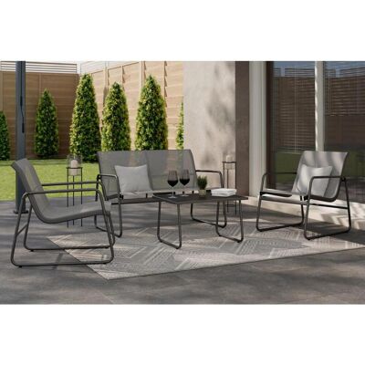 Ambia Garden Gartenmöbel-Set , Schwarz, Dunkelgrau , Metall, Glas, Textil , 4-teilig , Gartenmöbel, Gartengarnituren, Gartenmöbel-Sets Ambia Garden Gartenmöbel-Set , Schwarz, Dunkelgrau , Metall, Glas, Textil , 4-teilig , Gartenmöbel, Gartengarnituren, Gartenmöbel-Sets