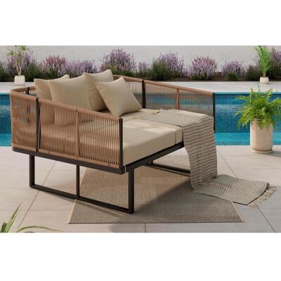 Ambia Garden Sonneninsel , Creme, Schwarz , Kunststoff, Textil , 160x120x84 cm , Gartenmöbel, Loungemöbel, Sonneninseln Ambia Garden Sonneninsel , Creme, Schwarz , Kunststoff, Textil , 160x120x84 cm , Gartenmöbel, Loungemöbel, Sonneninseln