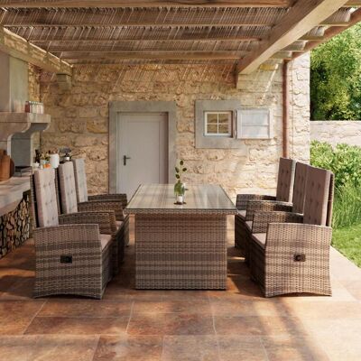 Beldano Gartentischgruppe , Braun , Metall, Kunststoff, Glas, Textil , Säule , Gartenmöbel, Gartentische Beldano Gartentischgruppe , Braun , Metall, Kunststoff, Glas, Textil , Säule , Gartenmöbel, Gartentische