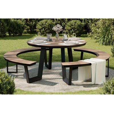 Ambia Garden Gartentischgruppe , Anthrazit, Teakfarben , Metall, Kunststoff , rund , 75 cm , Gartenmöbel, Gartentische Ambia Garden Gartentischgruppe , Anthrazit, Teakfarben , Metall, Kunststoff , rund , 75 cm , Gartenmöbel, Gartentische