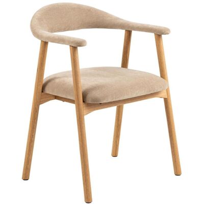 Mid.you Armlehnstuhl , Eichefarben, Beige , Textil , Eiche , massiv , Füllung: Polyurethan (Pur) , rund , 56x75.5x54 cm , Esszimmer, Stühle, Polsterstühle Mid.you Armlehnstuhl , Eichefarben, Beige , Textil , Eiche , massiv , Füllung: Polyurethan (Pur) , rund , 56x75.5x54 cm , Esszimmer, Stühle, Polsterstühle