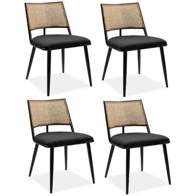 P & B Stuhl-Set , Schwarz , Holz, Metall, Textil , Rattan , 47x79x55 cm , Esszimmer, Stühle, Esszimmerstühle P & B Stuhl-Set , Schwarz , Holz, Metall, Textil , Rattan , 47x79x55 cm , Esszimmer, Stühle, Esszimmerstühle