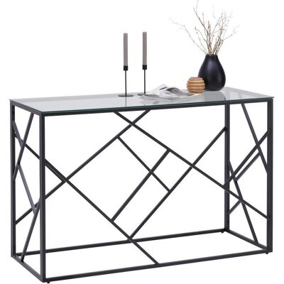 Xora Konsolentisch , Klar, Schwarz , Metall, Glas , rechteckig , eckig, Gittergestell , 45x77x120 cm , Bsci , Wohnzimmer, Wohnzimmertische, Konsolentische Xora Konsolentisch , Klar, Schwarz , Metall, Glas , rechteckig , eckig, Gittergestell , 45x77x120 cm , Bsci , Wohnzimmer, Wohnzimmertische, Konsolentische