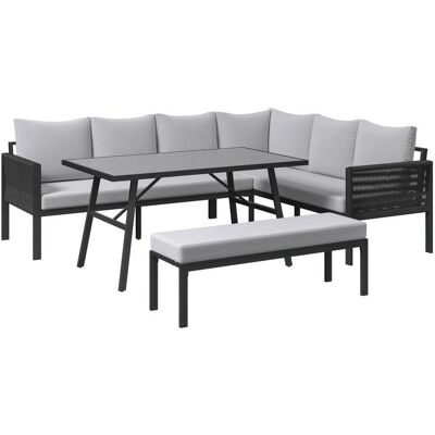 Ambia Garden Dining-Loungeset , Anthrazit, Grauweiss , Metall, Kunststoff, Textil , 4-teilig , Füllung: Kaltschaum,Kaltschaum , 240x185 cm , Gartenmöbel, Gartengarnituren, Gartenmöbel-Sets Ambia Garden Dining-Loungeset , Anthrazit, Grauweiss , Metall, Kunststoff, Textil , 4-teilig , Füllung: Kaltschaum,Kaltschaum , 240x185 cm , Gartenmöbel, Gartengarnituren, Gartenmöbel-Sets