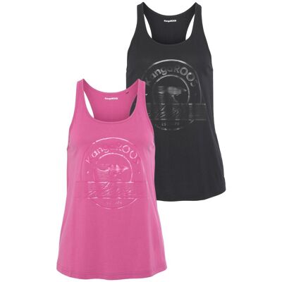 Sporttop KANGAROOS, Damen, Gr. 46, pink (pink, schwarz), Single Jersey, Obermaterial: 50% Baumwolle, 50% Modal, unifarben, figurbetont hüftbedeckend, Rundhals, Tops Sporttop Sporttop KANGAROOS, Damen, Gr. 46, pink (pink, schwarz), Single Jersey, Obermaterial: 50% Baumwolle, 50% Modal, unifarben, figurbetont hüftbedeckend, Rundhals, Tops Sporttop