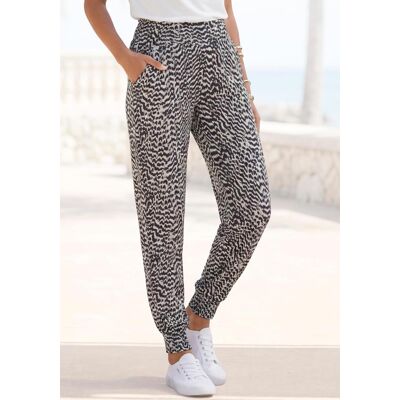 Jerseyhose VIVANCE "aus luftig-leichtem Stoff", Damen, Gr. 36, N-Gr, schwarz-weiss (schwarz, weiß bedruckt), Jersey, Obermaterial: 100% Viskose, bedruckt, figurumspielend lang, Hosen Jerseyhose, und Animalprint, elastischer Bund, leichte Sommerhose Jerseyhose VIVANCE "aus luftig-leichtem Stoff", Damen, Gr. 36, N-Gr, schwarz-weiss (schwarz, weiß bedruckt), Jersey, Obermaterial: 100% Viskose, bedruckt, figurumspielend lang, Hosen Jerseyhose, und Animalprint, elastischer Bund, leichte Sommerhose