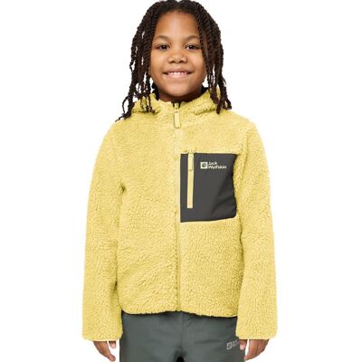 Fleecejacke JACK WOLFSKIN "ICE CURL HOOD JACKET K", Kinder, Gr. 176, lemon ice, Fleece, Obermaterial: 100% Polyester, normal, hoch geschlossener Ausschnitt, eingesetzt eingefasste Kante, Jacken Fleecejacke, Übergangsjacke mit Kapuze, mit Brusttasche mit R Fleecejacke JACK WOLFSKIN "ICE CURL HOOD JACKET K", Kinder, Gr. 176, lemon ice, Fleece, Obermaterial: 100% Polyester, normal, hoch geschlossener Ausschnitt, eingesetzt eingefasste Kante, Jacken Fleecejacke, Übergangsjacke mit Kapuze, mit Brusttasche mit R
