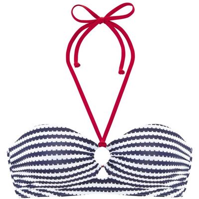 Bandeau-Bikini-Top S.OLIVER "Elain", Damen, Gr. 34, Cup A/B, blau (marine, weiß), Recycling-Polyamid, geringelt, Bikini-Oberteile Bandeau-Bikini-Top, mit kontrastfarbigem Zierring Bandeau-Bikini-Top S.OLIVER "Elain", Damen, Gr. 34, Cup A/B, blau (marine, weiß), Recycling-Polyamid, geringelt, Bikini-Oberteile Bandeau-Bikini-Top, mit kontrastfarbigem Zierring