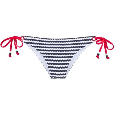 Bikini-Hose S.OLIVER "Elain", Damen, Gr. 42, N-Gr, schwarz-weiss (marine, weiß), Recycling-Polyamid, geringelt, Badehosen Bikini-Hose, mit kontrastfarbigen Zierringen Bikini-Hose S.OLIVER "Elain", Damen, Gr. 42, N-Gr, schwarz-weiss (marine, weiß), Recycling-Polyamid, geringelt, Badehosen Bikini-Hose, mit kontrastfarbigen Zierringen