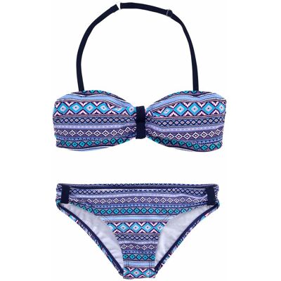 Bandeau-Bikini S.OLIVER, Mädchen, Gr. 158/164, N-Gr, blau (blau, bedruckt), Polyamid, Rautenmuster, gemustert, Bikini-Sets Bandeau-Bikini, mit grafischem Druck Bandeau-Bikini S.OLIVER, Mädchen, Gr. 158/164, N-Gr, blau (blau, bedruckt), Polyamid, Rautenmuster, gemustert, Bikini-Sets Bandeau-Bikini, mit grafischem Druck