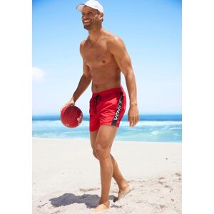 Badeshorts VENICE BEACH, Herren, Gr. S (46/48), N-Gr, rot, Microfaser, Recycling-Polyester, unifarben mit Farbeinsatz, Badehosen Badeshorts, mit grossem Markenschriftzug Badeshorts VENICE BEACH, Herren, Gr. S (46/48), N-Gr, rot, Microfaser, Recycling-Polyester, unifarben mit Farbeinsatz, Badehosen Badeshorts, mit grossem Markenschriftzug