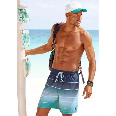 Badeshorts BENCH. "Sunset", Herren, Gr. XL (54/56), N-Gr, blau (blau, türkis), Polyester, Farbverlauf, Badehosen Badeshorts, mit trendigem Streifenverlauf Badeshorts BENCH. "Sunset", Herren, Gr. XL (54/56), N-Gr, blau (blau, türkis), Polyester, Farbverlauf, Badehosen Badeshorts, mit trendigem Streifenverlauf