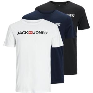 Rundhalsshirt JACK & JONES "JJECORP im 3er Pack mit Print und Rundhalsausschnitt", Herren, Gr. XS, blau (weiß, schwarz, navy), Single Jersey, Obermaterial: 100% Baumwolle, unifarben, normal normal, Rundhals, Shirts Rundhalsshirt, unifarben, modisch, regul Rundhalsshirt JACK & JONES "JJECORP im 3er Pack mit Print und Rundhalsausschnitt", Herren, Gr. XS, blau (weiß, schwarz, navy), Single Jersey, Obermaterial: 100% Baumwolle, unifarben, normal normal, Rundhals, Shirts Rundhalsshirt, unifarben, modisch, regul