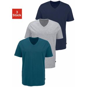 T-Shirt BRUNO BANANI, Herren, Gr. M, bunt (petrol, navy, grau, meliert), Jersey, Obermaterial: 95% Baumwolle, 5% Elasthan, unifarben, Basic, bequem hüftbedeckend, V-Ausschnitt, abgesteppte Kante, Shirts T-Shirt, mit V-Ausschnitt, perfekte Passform, aus el T-Shirt BRUNO BANANI, Herren, Gr. M, bunt (petrol, navy, grau, meliert), Jersey, Obermaterial: 95% Baumwolle, 5% Elasthan, unifarben, Basic, bequem hüftbedeckend, V-Ausschnitt, abgesteppte Kante, Shirts T-Shirt, mit V-Ausschnitt, perfekte Passform, aus el