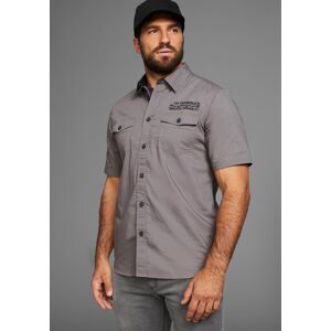 Kurzarmhemd MAN'S WORLD, Herren, Gr. 4XL (49/50), N-Gr, grau, Obermaterial: 100% Baumwolle, bestickt, comfort fit, Hemden Kurzarmhemd, mit kontrastfarbener Stickerei Kurzarmhemd MAN'S WORLD, Herren, Gr. 4XL (49/50), N-Gr, grau, Obermaterial: 100% Baumwolle, bestickt, comfort fit, Hemden Kurzarmhemd, mit kontrastfarbener Stickerei