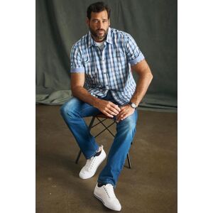 Kurzarmhemd MAN'S WORLD, Herren, Gr. 4XL (49/50), N-Gr, blau (hellblau, weiß kariert), Web, Obermaterial: 100% Baumwolle, kariert, tailliert, abgestepptes Bündchen, Hemden Kurzarmhemd, mit Brusttaschen Kurzarmhemd MAN'S WORLD, Herren, Gr. 4XL (49/50), N-Gr, blau (hellblau, weiß kariert), Web, Obermaterial: 100% Baumwolle, kariert, tailliert, abgestepptes Bündchen, Hemden Kurzarmhemd, mit Brusttaschen