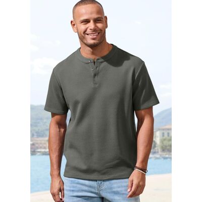 T-Shirt JOHN DEVIN "Kurzarm-Poloshirt aus Struktur-Qualität", Herren, Gr. XL (56/58), grau (salbei), Obermaterial: 83% Baumwolle, 16% Polyester, 1% Elasthan, Strukturmuster, regular fit normal, Rundhals, abgesteppte Kante, Shirts T-Shirt, mit modischem St T-Shirt JOHN DEVIN "Kurzarm-Poloshirt aus Struktur-Qualität", Herren, Gr. XL (56/58), grau (salbei), Obermaterial: 83% Baumwolle, 16% Polyester, 1% Elasthan, Strukturmuster, regular fit normal, Rundhals, abgesteppte Kante, Shirts T-Shirt, mit modischem St