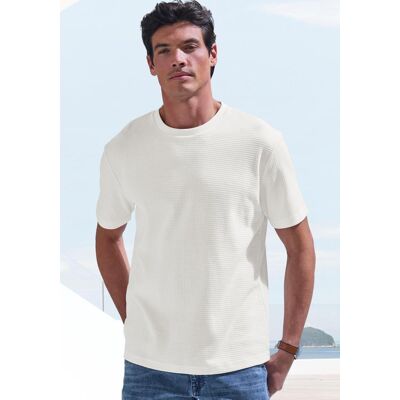 T-Shirt JOHN DEVIN "mit Struktur", Herren, Gr. 3XL, weiss (sanftes weiß), Jersey, Obermaterial: 60% Baumwolle, 40% Polyester, unifarben, regular fit, Rundhals, abgesteppte Kante, Shirts T-Shirt, Rundhalsshirt mit Struktur aus Baumwoll-Mix T-Shirt JOHN DEVIN "mit Struktur", Herren, Gr. 3XL, weiss (sanftes weiß), Jersey, Obermaterial: 60% Baumwolle, 40% Polyester, unifarben, regular fit, Rundhals, abgesteppte Kante, Shirts T-Shirt, Rundhalsshirt mit Struktur aus Baumwoll-Mix
