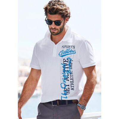 Poloshirt JOHN DEVIN, Herren, Gr. XXL (60/62), weiss (weiß), Piqué, Obermaterial: 100% Baumwolle, bedruckt, regular fit normal, Rundhals, Rippbündchen, Shirts Poloshirt, mit grossem Druck vorn aus Baumwoll-Piqué Poloshirt JOHN DEVIN, Herren, Gr. XXL (60/62), weiss (weiß), Piqué, Obermaterial: 100% Baumwolle, bedruckt, regular fit normal, Rundhals, Rippbündchen, Shirts Poloshirt, mit grossem Druck vorn aus Baumwoll-Piqué