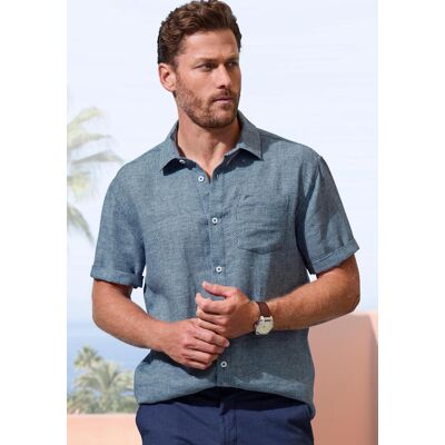 Leinenhemd JOHN DEVIN "Kurzarmhemd", Herren, Gr. M (39/40), N-Gr, navy, Leinenmischung;Web, Obermaterial: 55% Leinen, 45% Baumwolle, regular fit normal, Rundhals, abgesteppte Kante, Hemden Leinenhemd, Luftiges Freizeithemd mit dezentem Muster Leinenhemd JOHN DEVIN "Kurzarmhemd", Herren, Gr. M (39/40), N-Gr, navy, Leinenmischung;Web, Obermaterial: 55% Leinen, 45% Baumwolle, regular fit normal, Rundhals, abgesteppte Kante, Hemden Leinenhemd, Luftiges Freizeithemd mit dezentem Muster