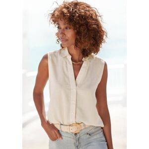 Blusentop LASCANA, Damen, Gr. 46, beige (natur), Web, Obermaterial: 58% Viskose, 28% Baumwolle, 14% Leinen, unifarben, figurumspielend hüftlang, V-Ausschnitt, Blusen Blusentop, aus softer Webware mit Leinenanteil, Damenbluse mit Hemdblusenkragen Blusentop LASCANA, Damen, Gr. 46, beige (natur), Web, Obermaterial: 58% Viskose, 28% Baumwolle, 14% Leinen, unifarben, figurumspielend hüftlang, V-Ausschnitt, Blusen Blusentop, aus softer Webware mit Leinenanteil, Damenbluse mit Hemdblusenkragen
