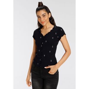 Kurzarmshirt KANGAROOS, Damen, Gr. 36/38, bunt (schwarz, bunt), Rippware, Obermaterial: 100% Baumwolle, bedruckt, geblümt, gemustert, figurbetont hüftlang, V-Ausschnitt, Shirts Kurzarmshirt, kurzärmelig, figurbetont, aus Baumwolle Kurzarmshirt KANGAROOS, Damen, Gr. 36/38, bunt (schwarz, bunt), Rippware, Obermaterial: 100% Baumwolle, bedruckt, geblümt, gemustert, figurbetont hüftlang, V-Ausschnitt, Shirts Kurzarmshirt, kurzärmelig, figurbetont, aus Baumwolle