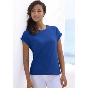 T-Shirt VIVANCE "mit modischer Struktur", Damen, Gr. 36/38, blau (royalblau), Strick, Obermaterial: 65% Polyester (REPREVE), 35% Baumwolle, Strukturmuster, unifarben, Basic, bequem, Rundhals, mit Aufschlag Aufschlag, Shirts T-Shirt, aus bügelfreier Qualit T-Shirt VIVANCE "mit modischer Struktur", Damen, Gr. 36/38, blau (royalblau), Strick, Obermaterial: 65% Polyester (REPREVE), 35% Baumwolle, Strukturmuster, unifarben, Basic, bequem, Rundhals, mit Aufschlag Aufschlag, Shirts T-Shirt, aus bügelfreier Qualit