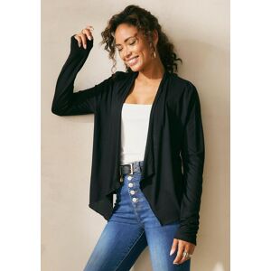 Shirtjacke LASCANA, Damen, Gr. 44/46, schwarz, Jersey, Obermaterial: 100% Viskose, normal hüftlang, ohne Ausschnitt, Shirts Shirtjacke, in offener Form, Strickjacke aus Jersey, Sommerjacke, Cardigan Shirtjacke LASCANA, Damen, Gr. 44/46, schwarz, Jersey, Obermaterial: 100% Viskose, normal hüftlang, ohne Ausschnitt, Shirts Shirtjacke, in offener Form, Strickjacke aus Jersey, Sommerjacke, Cardigan