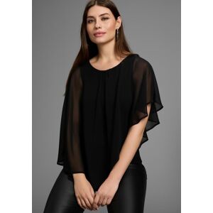 Chiffonbluse LAURA SCOTT, Damen, Gr. 44, schwarz, Web, Obermaterial: 100% Polyester. Top: 95% Viskose, 5% Elasthan, unifarben, bequem hüftlang, Rundhals, Blusen Chiffonbluse, für festliche Anlässe Chiffonbluse LAURA SCOTT, Damen, Gr. 44, schwarz, Web, Obermaterial: 100% Polyester. Top: 95% Viskose, 5% Elasthan, unifarben, bequem hüftlang, Rundhals, Blusen Chiffonbluse, für festliche Anlässe