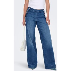 High-waist-Jeans ONLY "ONLMADISON HW BUTTON WIDE DNM GEN769NOOS", Damen, Gr. 27, Länge 32, blau (medium blau denim), Denim/Jeans, Obermaterial: 90% Baumwolle, 8% Polyester, 2% Elasthan, unifarben, relaxed fit knöchellang, Jeans High-waist-Jeans High-waist-Jeans ONLY "ONLMADISON HW BUTTON WIDE DNM GEN769NOOS", Damen, Gr. 27, Länge 32, blau (medium blau denim), Denim/Jeans, Obermaterial: 90% Baumwolle, 8% Polyester, 2% Elasthan, unifarben, relaxed fit knöchellang, Jeans High-waist-Jeans