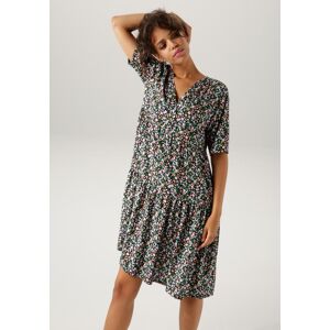 Sommerkleid ANISTON CASUAL, Damen, Gr. 40, N-Gr, bunt (schwarz, smaragd, hellorange, rosa, hellblau, rose), Web, Obermaterial: 100% Viskose, Minimalmuster, bedruckt, geblümt, figurumspielend kniefrei, V-Ausschnitt, Kleider Sommerkleid, mit buntem Minimal- Sommerkleid ANISTON CASUAL, Damen, Gr. 40, N-Gr, bunt (schwarz, smaragd, hellorange, rosa, hellblau, rose), Web, Obermaterial: 100% Viskose, Minimalmuster, bedruckt, geblümt, figurumspielend kniefrei, V-Ausschnitt, Kleider Sommerkleid, mit buntem Minimal-