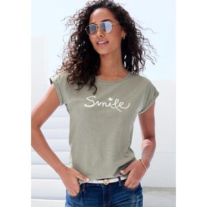 Beach Time T-Shirt BEACHTIME "mit Frontdruck "Smile", Damen, Gr. 48/50, grün (khaki), Obermaterial: 100% Baumwolle, bedruckt, bequem normal, Rundhals, mit Aufschlag, Shirts T-Shirt, aus weicher Baumwoll-Qualität Beach Time T-Shirt BEACHTIME "mit Frontdruck "Smile", Damen, Gr. 48/50, grün (khaki), Obermaterial: 100% Baumwolle, bedruckt, bequem normal, Rundhals, mit Aufschlag, Shirts T-Shirt, aus weicher Baumwoll-Qualität