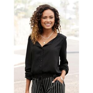 Schlupfbluse BUFFALO, Damen, Gr. 42, schwarz, Web, Obermaterial: 100% Viskose, unifarben, figurumspielend hüftlang, Rundhals, Blusen Schlupfbluse, mit Knopfleiste, Basic, Langarmbluse Schlupfbluse BUFFALO, Damen, Gr. 42, schwarz, Web, Obermaterial: 100% Viskose, unifarben, figurumspielend hüftlang, Rundhals, Blusen Schlupfbluse, mit Knopfleiste, Basic, Langarmbluse