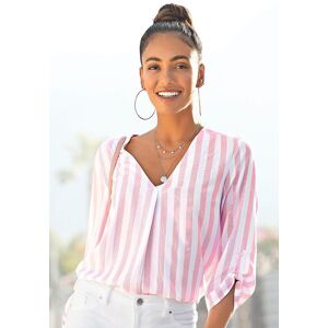 Schlupfbluse LASCANA, Damen, Gr. 44, rosa (weiß, rosa), Web, Obermaterial: 100% Viskose, gestreift, figurumspielend hüftlang, V-Ausschnitt, Blusen Schlupfbluse, mit Streifenprint, leichte Webware, Damenbluse Schlupfbluse LASCANA, Damen, Gr. 44, rosa (weiß, rosa), Web, Obermaterial: 100% Viskose, gestreift, figurumspielend hüftlang, V-Ausschnitt, Blusen Schlupfbluse, mit Streifenprint, leichte Webware, Damenbluse
