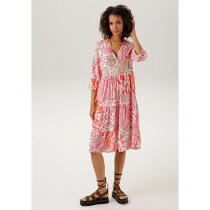 Blusenkleid ANISTON CASUAL, Damen, Gr. 36, N-Gr, bunt (wollweiß, pink, mint, orange, salbei, rot), Web, Obermaterial: 100% Viskose, Paisley, bedruckt, gemustert, lässig geschnitten kniefrei, V-Ausschnitt, Volant, Kleider Blusenkleid, mit grossflächigem Pa Blusenkleid ANISTON CASUAL, Damen, Gr. 36, N-Gr, bunt (wollweiß, pink, mint, orange, salbei, rot), Web, Obermaterial: 100% Viskose, Paisley, bedruckt, gemustert, lässig geschnitten kniefrei, V-Ausschnitt, Volant, Kleider Blusenkleid, mit grossflächigem Pa