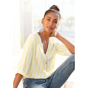 Schlupfbluse LASCANA, Damen, Gr. 40, gelb (weiß, gelb), Web, Obermaterial: 100% Viskose, gestreift, figurumspielend hüftlang, V-Ausschnitt, Blusen Schlupfbluse, mit Streifenprint, leichte Webware, Damenbluse Schlupfbluse LASCANA, Damen, Gr. 40, gelb (weiß, gelb), Web, Obermaterial: 100% Viskose, gestreift, figurumspielend hüftlang, V-Ausschnitt, Blusen Schlupfbluse, mit Streifenprint, leichte Webware, Damenbluse